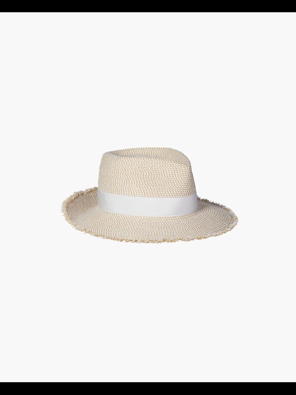 Eric Javits Fringe Pinch White Straw Fedora - Picture 4 of 9
